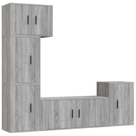 Set di Mobili Porta TV 5 pz Grigio Sonoma in Legno Multistrato