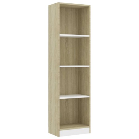 Libreria a 4 Ripiani Bianco e Sonoma 40x24x142cm in Multistrato