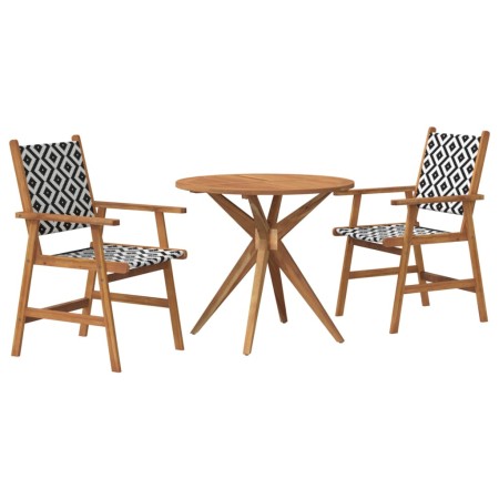 Set da Pranzo per Giardino 3 pz in Legno Massello di Acacia