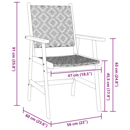 Set da Pranzo per Giardino 3 pz in Legno Massello di Acacia