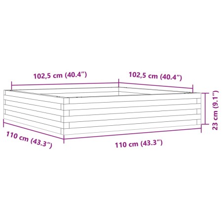 Fioriera da Giardino 110x110x23 cm in Legno di Pino Impregnato