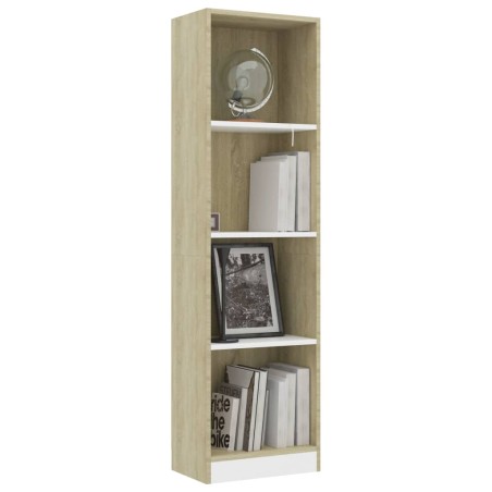 Libreria a 4 Ripiani Bianco e Sonoma 40x24x142cm in Multistrato