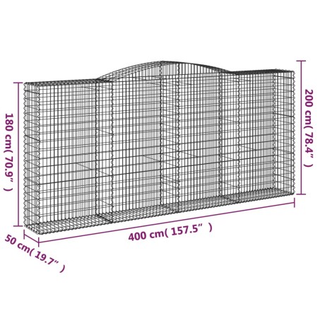 Cesti Gabbioni ad Arco 7 pz 400x50x180/200 cm Ferro Zincato