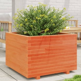 Fioriera Giardino Marrone Cera 70x70x49,5cm Legno Massello Pino