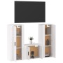 Set Mobili Porta TV 3 pz Bianco Lucido in Legno Multistrato