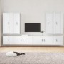 Set Mobili Porta TV 8pz Bianco in Legno Multistrato