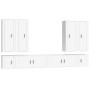 Set Mobili Porta TV 8pz Bianco in Legno Multistrato