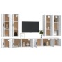 Set Mobili Porta TV 8pz Bianco in Legno Multistrato