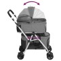 Passeggino Cani Pieghevole 2 Livelli Grigio 83x48x97cm Tessuto