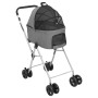 Passeggino Cani Pieghevole 2 Livelli Grigio 83x48x97cm Tessuto