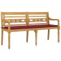 Panchina Batavia con Cuscino Rosso Vino 150 cm Massello di Teak