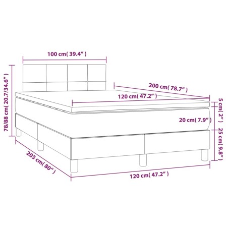 Letto a Molle con Materasso e LED Crema 120x200cm in Tessuto