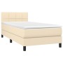 Letto a Molle con Materasso e LED Crema 100x200cm in Tessuto