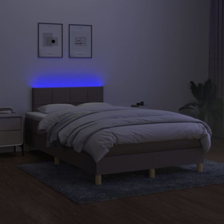 Letto a Molle con Materasso e LED Tortora 120x200cm in Tessuto