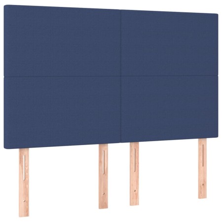 Letto a Molle con Materasso e LED Blu 140x190 cm in Tessuto