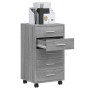 Cassettiera con Ruote grigio sonoma in Legno Multistrato