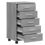 Cassettiera con Ruote grigio sonoma in Legno Multistrato