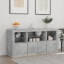 Credenza con Luci LED Grigio Cemento 142,5x37x67 cm