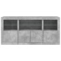 Credenza con Luci LED Grigio Cemento 142,5x37x67 cm