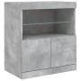 Credenza con Luci LED Grigio Cemento 142,5x37x67 cm