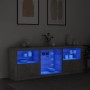 Credenza con Luci LED Grigio Cemento 181,5x37x67 cm