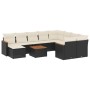 Set Divani da Giardino 11 pz con Cuscini in Polyrattan Nero