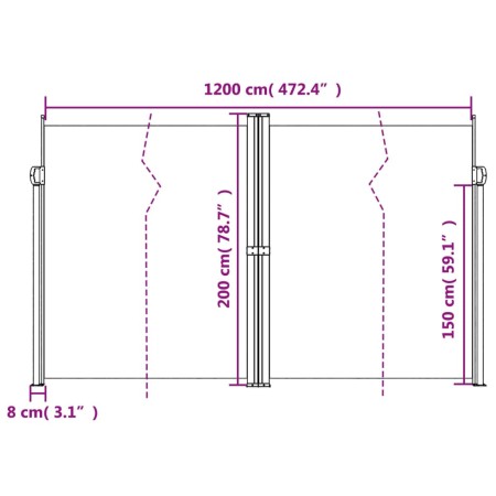 Tenda da Sole Laterale Retrattile Bianca 200x1200 cm