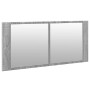 Armadietto Specchio con LED da Bagno Grigio Sonoma 100x12x45 cm