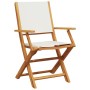 Sedie da Giardino Pieghevoli 8pz Bianco Crema Tessuto e Legno