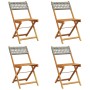Sedie Giardino Pieghevoli 4pz Grigie Polyrattan Legno Massello