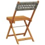 Sedie Giardino Pieghevoli 4pz Grigie Polyrattan Legno Massello