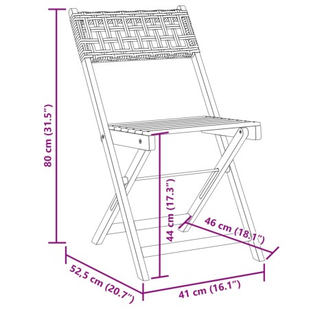 Sedie Giardino Pieghevoli 4pz Grigie Polyrattan Legno Massello