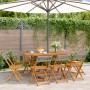 Sedie Giardino Pieghevoli 8pz Grigie Polyrattan Legno Massello