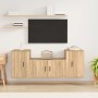 Set di Mobili Porta TV 3 pz Rovere Sonoma in Legno Multistrato