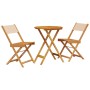 Set da Bistrot 3pz Beige in Tessuto e Legno Massello