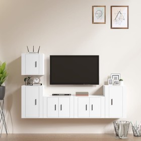 Set di Mobili Porta TV 5 pz Bianco in Legno Multistrato