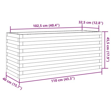 Fioriera da Giardino 110x40x45,5 cm in Legno Massello di Pino