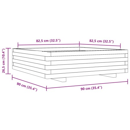 Fioriera Giardino Marrone Cera 90x90x26,5cm Legno Massello Pino