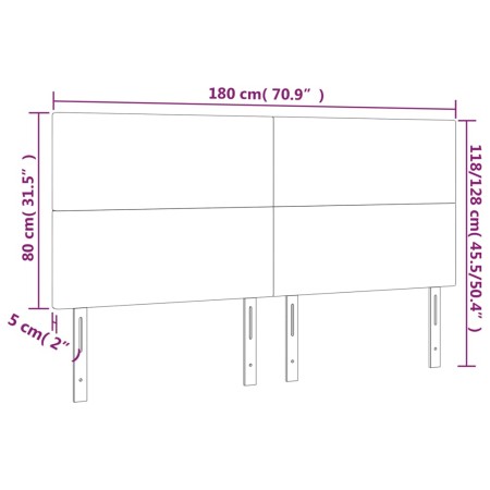 Testiera 4 pz Tortora 90x5x78/88 cm in Tessuto