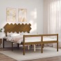 Letto per Anziani con Testiera Miele 140x190 cm Legno Massello