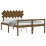 Letto per Anziani con Testiera Miele 140x190 cm Legno Massello