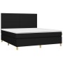 Letto a Molle con Materasso e LED Nero 160x200 cm in Tessuto