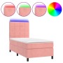 Letto a Molle con Materasso e LED Rosa 90x190 cm in Velluto