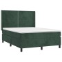 Letto a Molle con Materasso e LED Verde Scuro 140x200cm Velluto