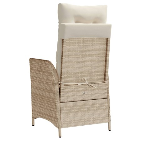 Sedia Reclinabile da Giardino con Cuscini Beige in Polyrattan