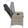 Sedia Reclinabile Giardino con Cuscini Grigio Chiaro Polyrattan