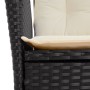 Set da Pranzo da Giardino 3 pz con Cuscini Nero in Polyrattan