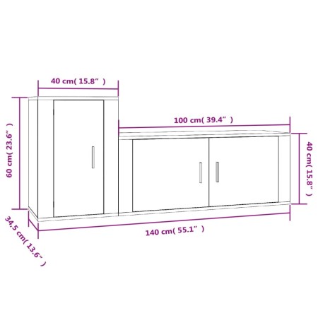 Set di Mobili Porta TV 2 pz Bianco Lucido in Legno Multistrato