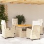 Set da Pranzo da Giardino 5 pz con Cuscini Beige in Polyrattan