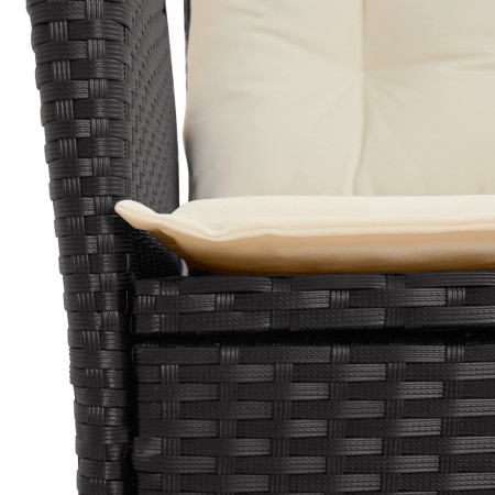 Set da Pranzo da Giardino 4 pz con Cuscini Nero in Polyrattan